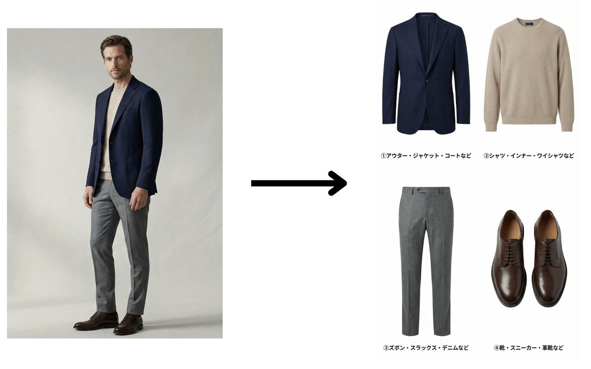 Fashion Catalog Item Extraction from Reference Image — Nano Banana Pro AI Generated Image