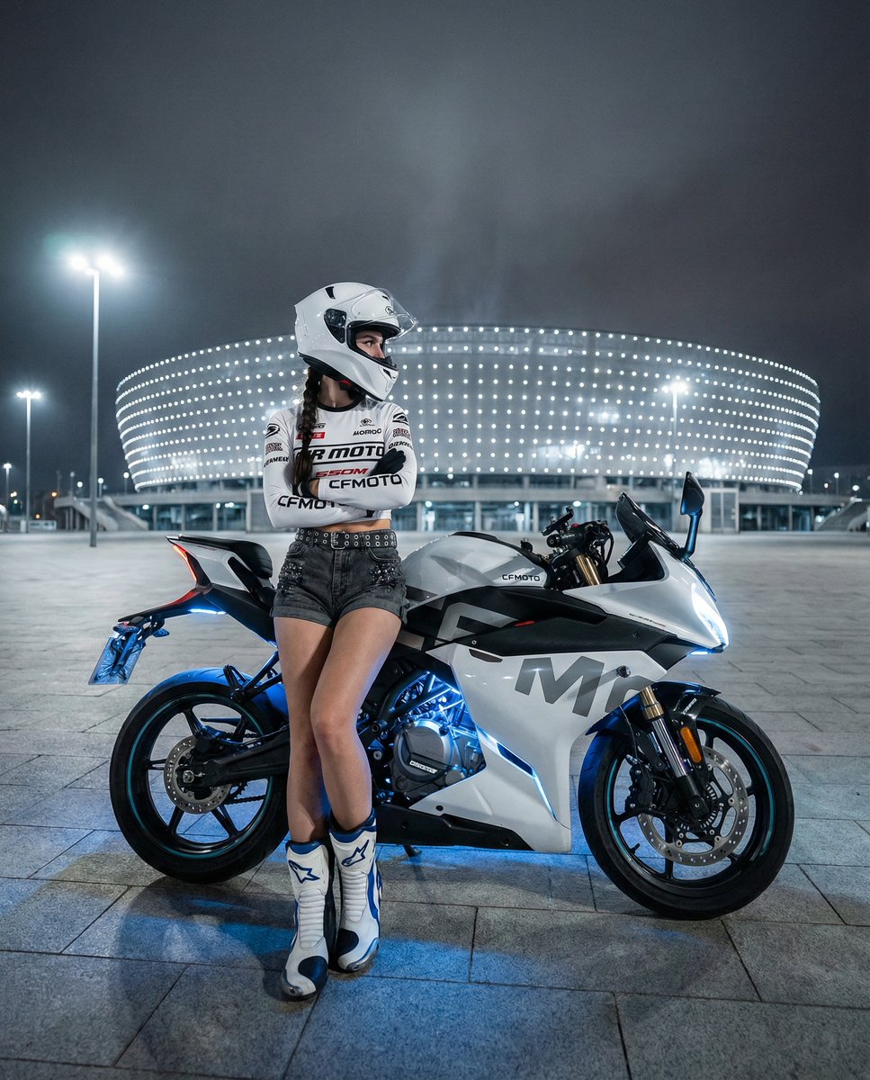 Nighttime Sportbike Rider Portrait — Nano Banana Pro AI Generated Image