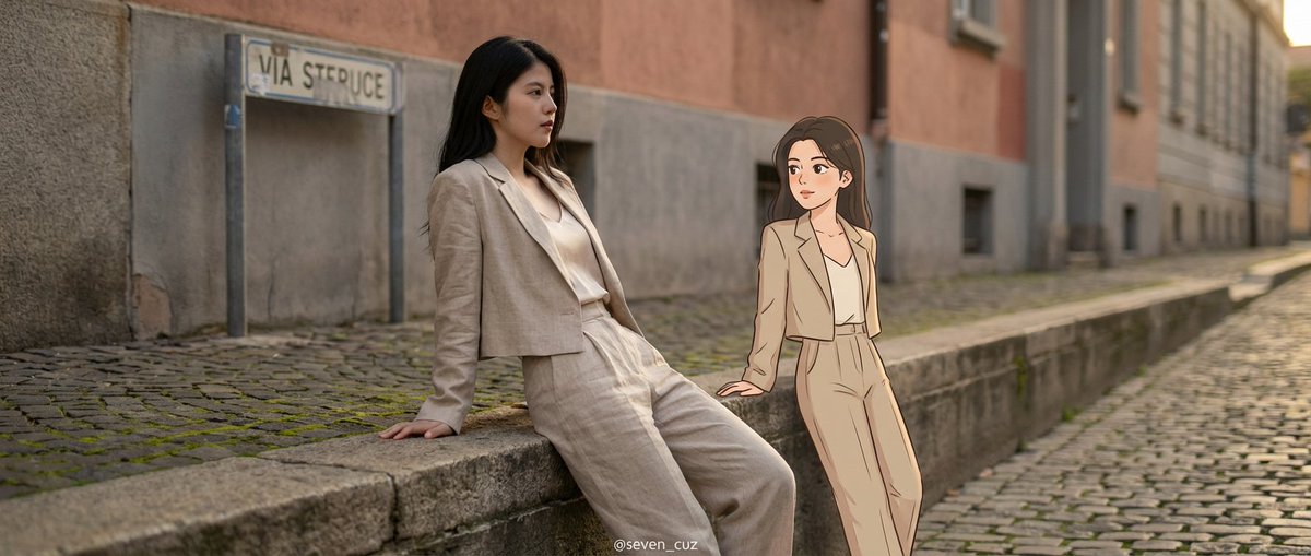 Mixed-Media Crossover Portrait (Real and Cartoon) — Nano Banana Pro AI Generated Image