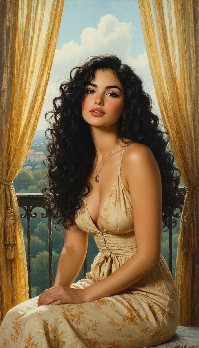 Romantic Painterly Portrait on European Balcony — Nano Banana Pro AI Generated Image