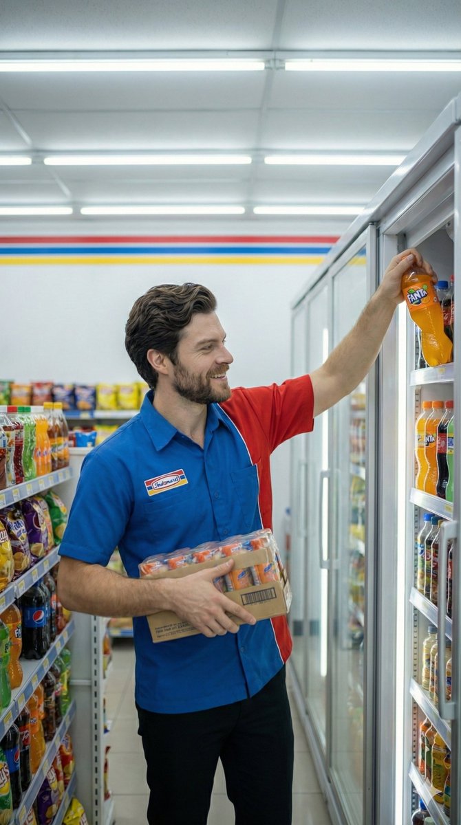 Photorealistic Convenience Store Clerk Cinematic Shot — Nano Banana Pro AI Generated Image