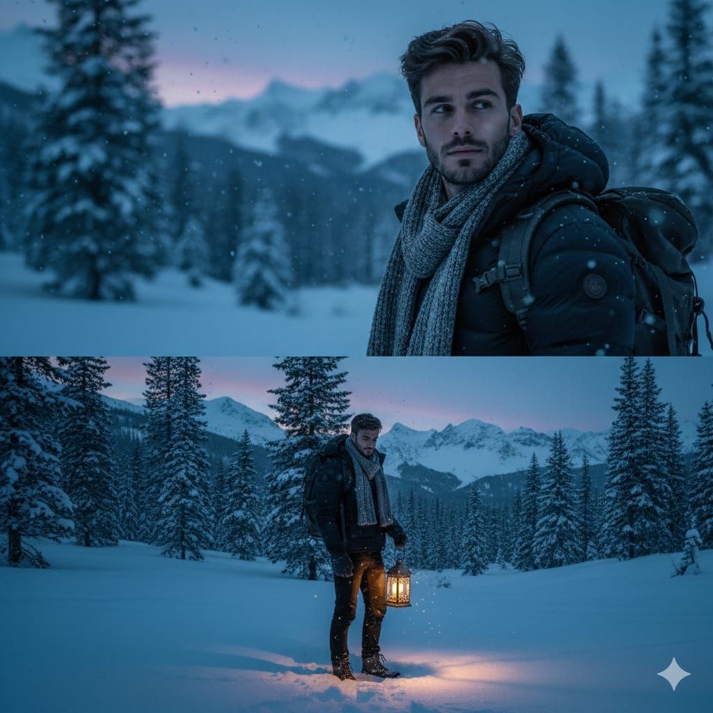 Cinematic Winter Forest Portrait — Nano Banana Pro AI Generated Image