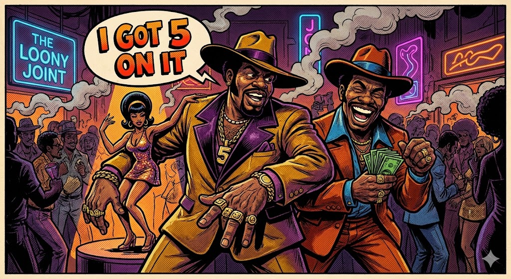 Blaxploitation Comic Art 'I Got 5 On It' Prompt — Nano Banana Pro AI Generated Image