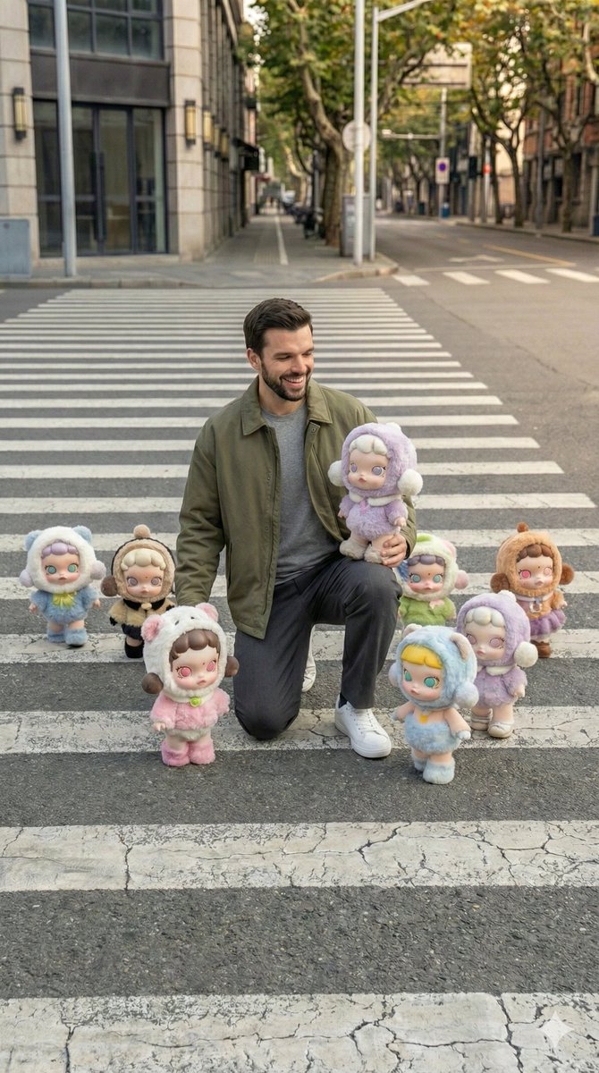 Hyper-Realistic Street Photography with Popmart Figures — Nano Banana Pro AI Generated Image
