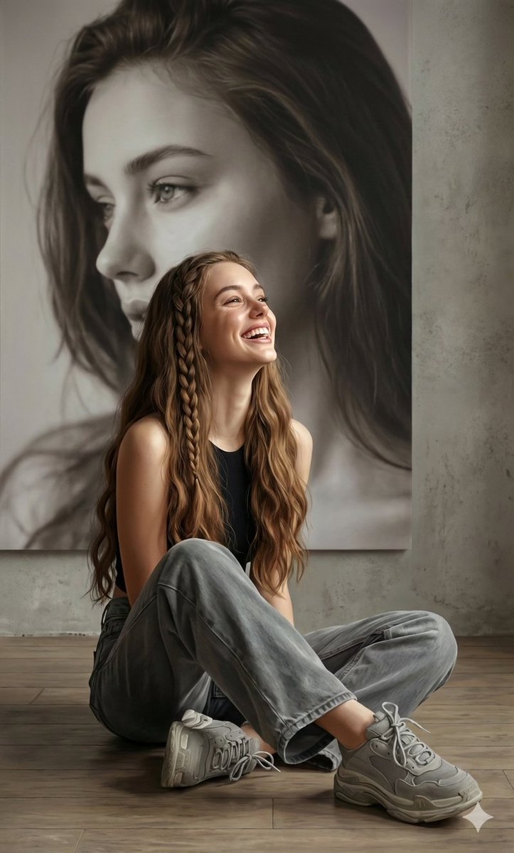 Hyperrealistic Portrait with Monochrome Profile Background — Nano Banana Pro AI Generated Image