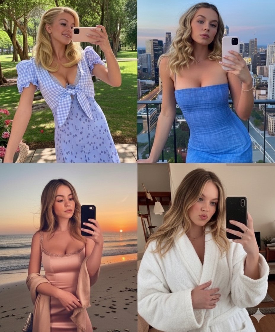 Diptych Sydney Sweeney Style Editorial Portrait — Nano Banana Pro AI Generated Image