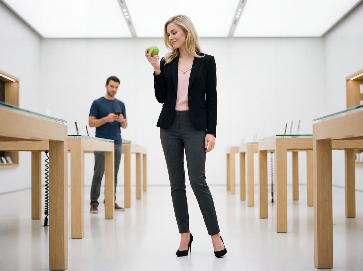 Luxury Retail Editorial Scene with Symbolic Apple — Nano Banana Pro AI Generated Image