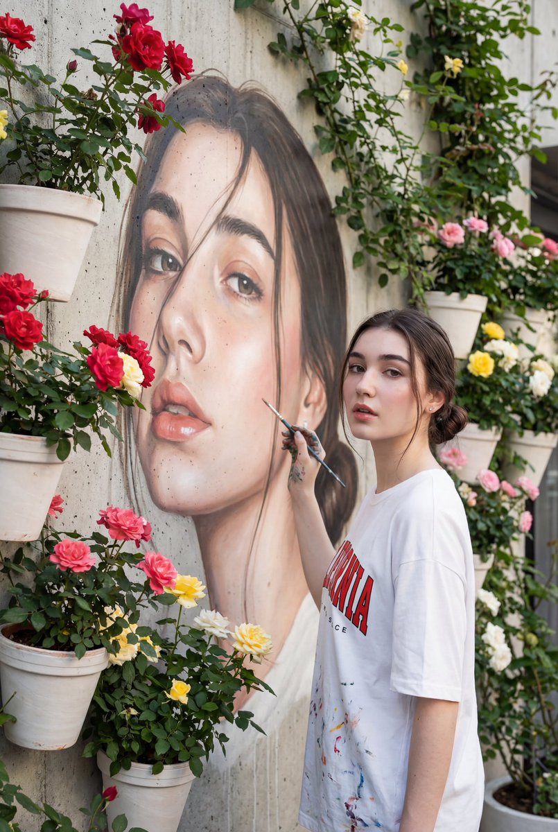 Self-Portrait Mural Painting Prompt — Nano Banana Pro AI Generated Image