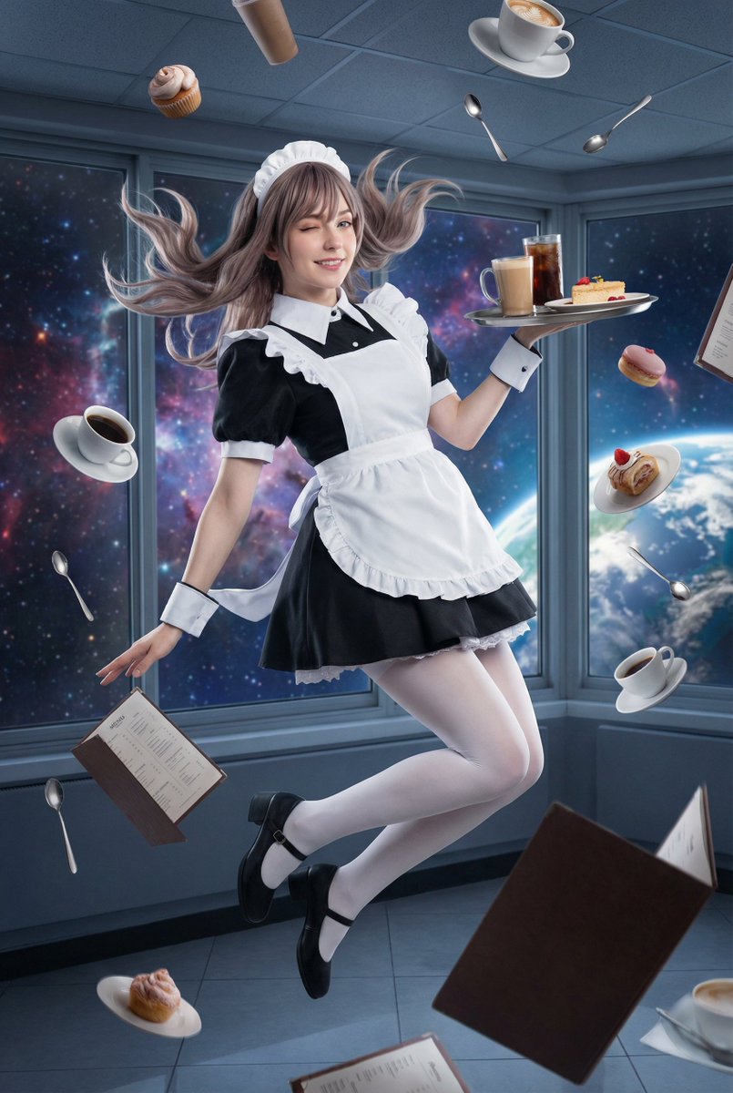 Generating a 'Zero-Gravity Maid' Image — Nano Banana Pro AI Generated Image