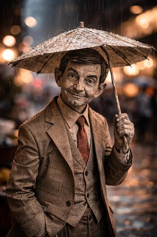 Cinematic Paper Figure in the Rain — Nano Banana Pro AI Generated Image