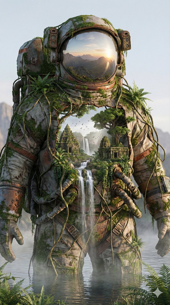 Surreal Nature-Meets-Sci-Fi Astronaut Suit — Nano Banana Pro AI Generated Image