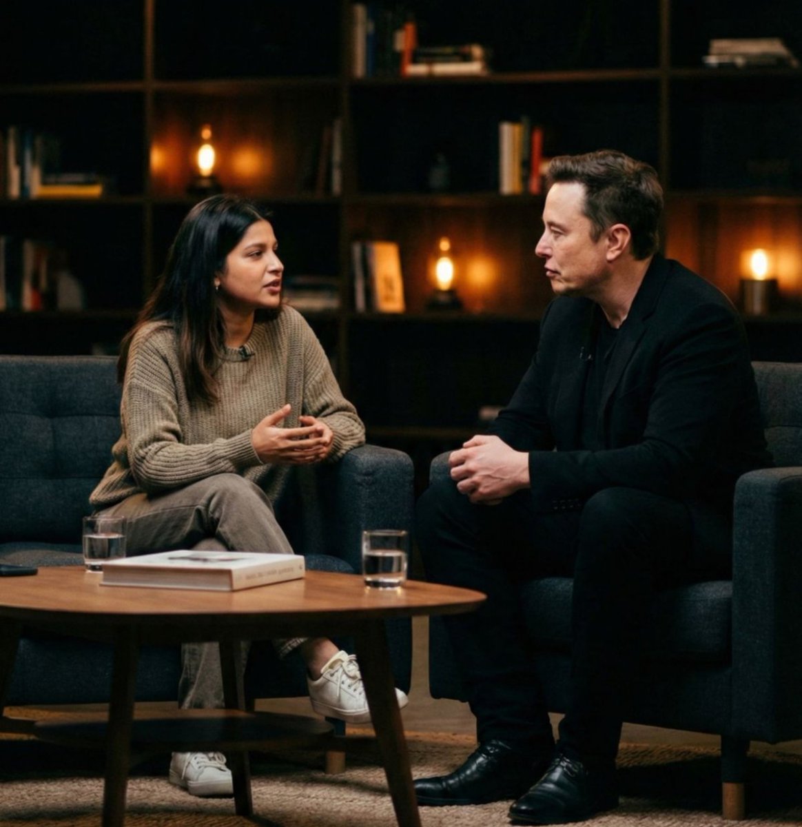 Talk-Show Style Celebrity Interview Photo — Nano Banana Pro AI Generated Image