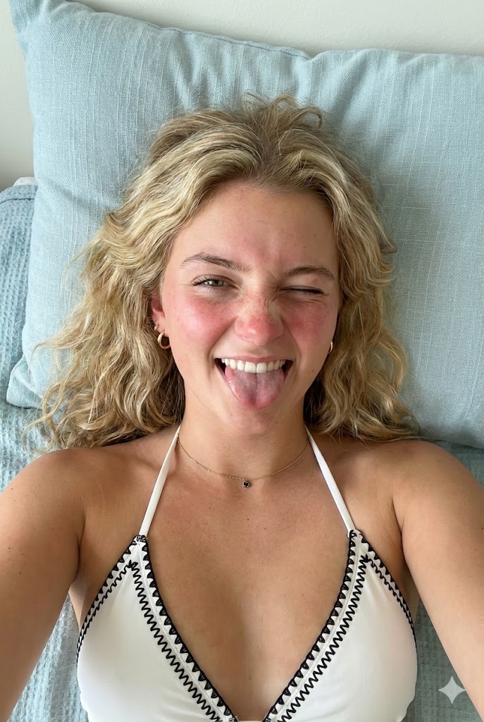 Overhead Winking Bikini Portrait Prompt — Nano Banana Pro AI Generated Image