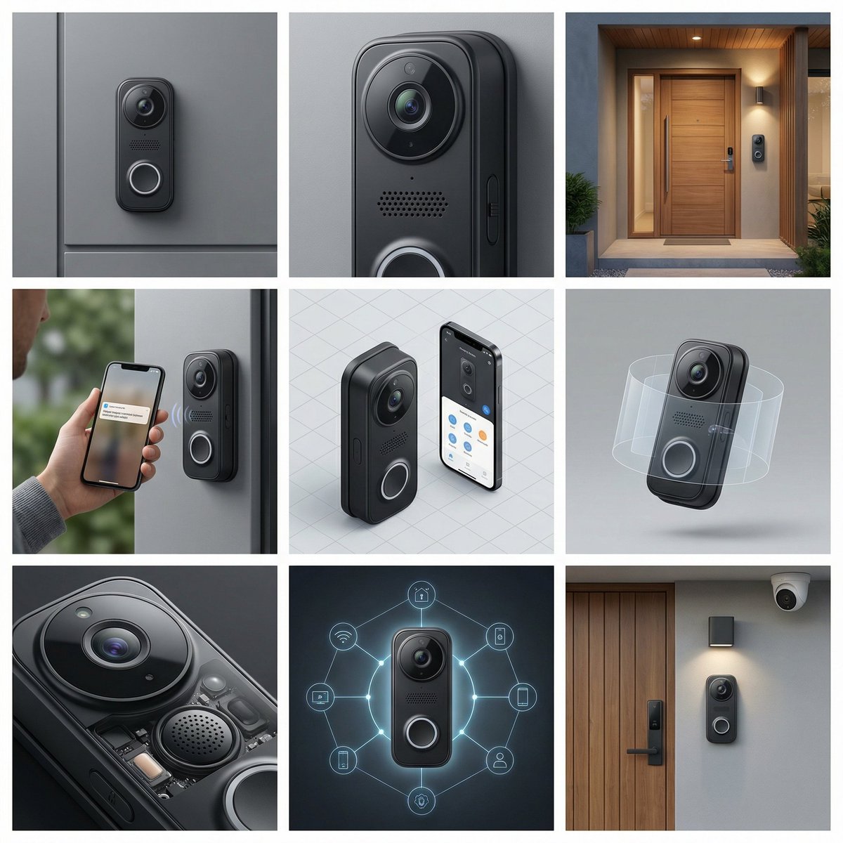 Smart Doorbell Product Visualization Collage Prompt — Nano Banana Pro AI Generated Image