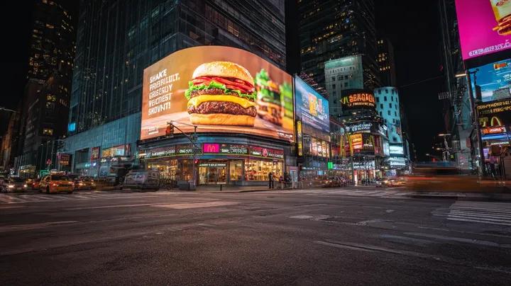 Cyber-Urban Night Cityscape with Hyper-Realistic Billboard Ad — Nano Banana Pro AI Generated Image