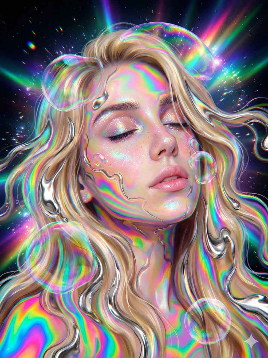 Surreal Psychedelic Iridescent Portrait — Nano Banana Pro AI Generated Image