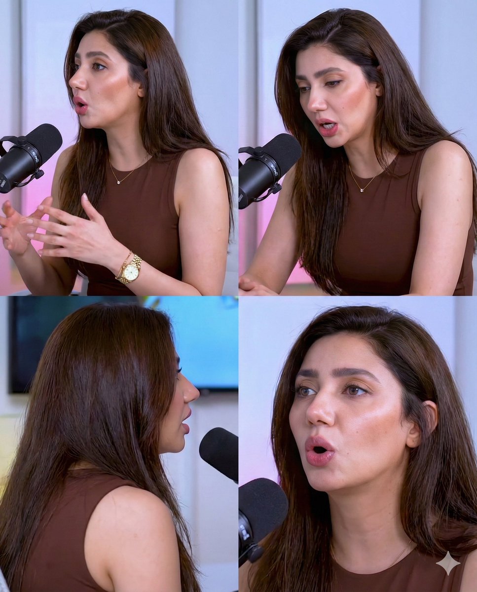 Mahira Khan 2x2 Collage Podcast Interview Prompt — Nano Banana Pro AI Generated Image