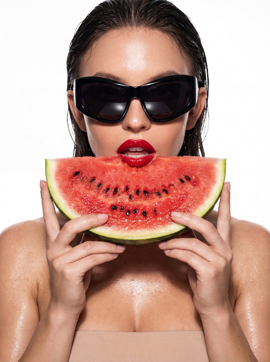 Hyper-Stylized Close-up with Watermelon and Futuristic Sunglasses — Nano Banana Pro AI Generated Image