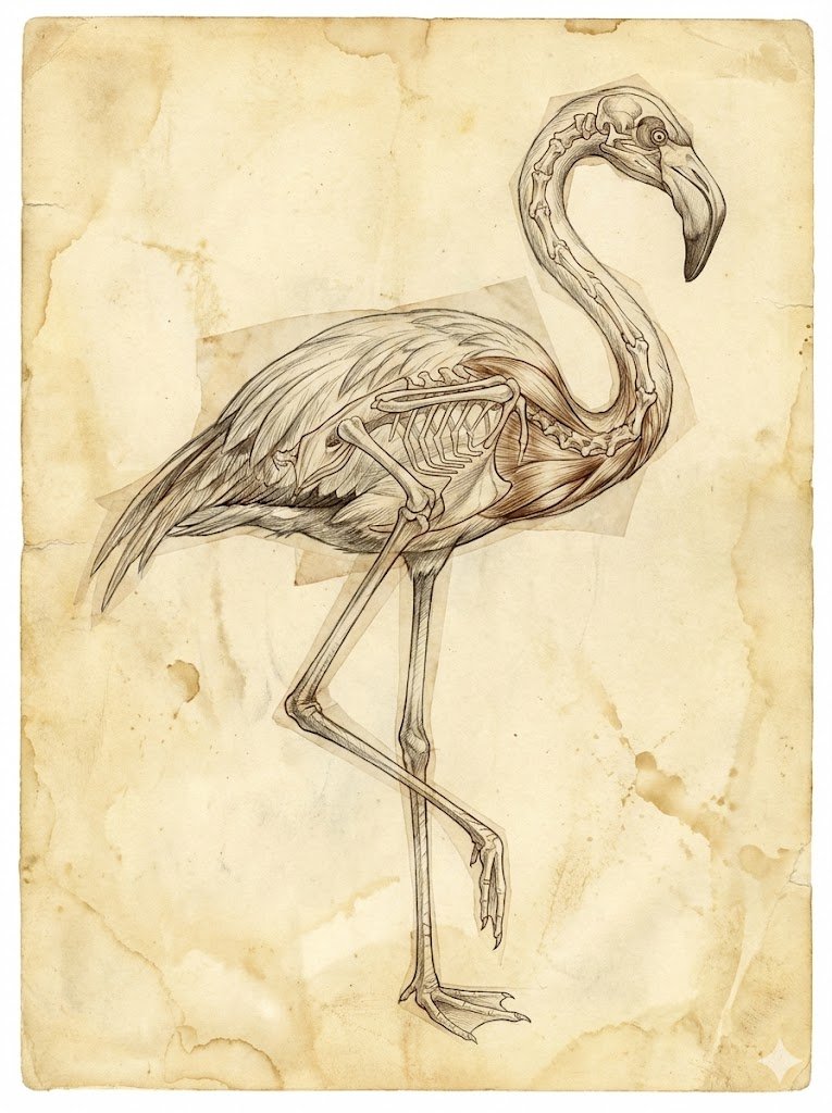 Renaissance Anatomical Study of a Flamingo — Nano Banana Pro AI Generated Image