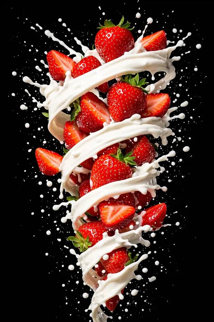 Hyper-realistic High-Speed Strawberry Milk Splash Photography — Nano Banana Pro AI Generated Image