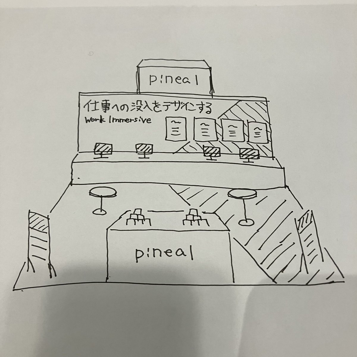 Turn booth sketch into perspective drawing — Nano Banana Pro AI Generated Image