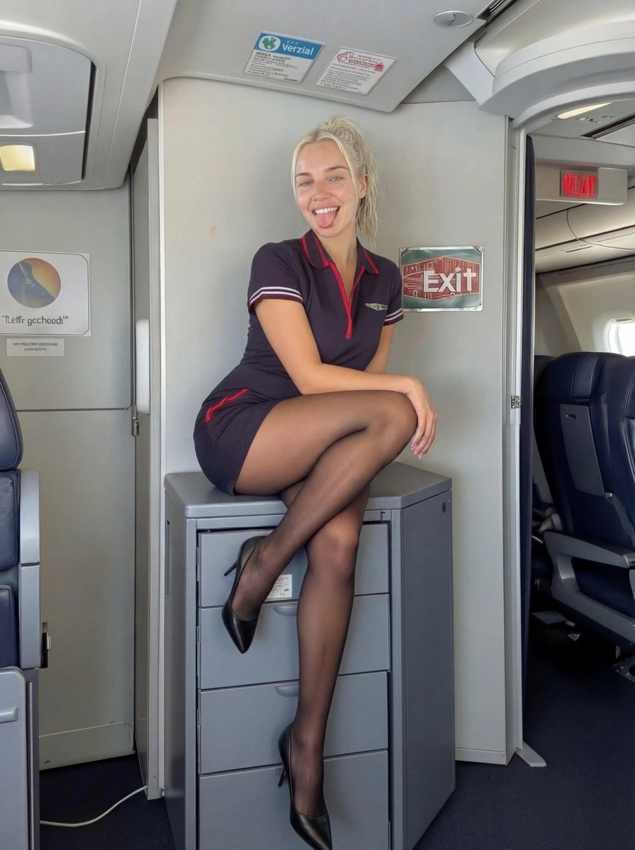 Playful off-duty cabin crew flash photo prompt — Nano Banana Pro AI Generated Image