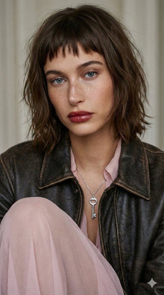 Editorial Fashion Portrait with Wolf-Cut Hairstyle Prompt — Nano Banana Pro AI Generated Image