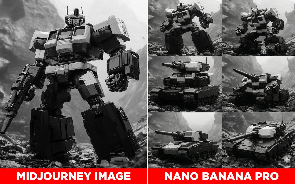 Transformer Robot to Tank Transition Prompt — Nano Banana Pro AI Generated Image