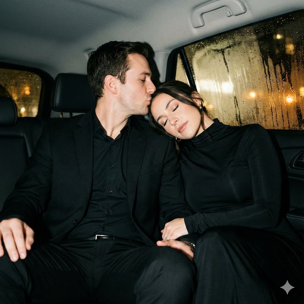 Y2K flash night car couple portrait prompt — Nano Banana Pro AI Generated Image
