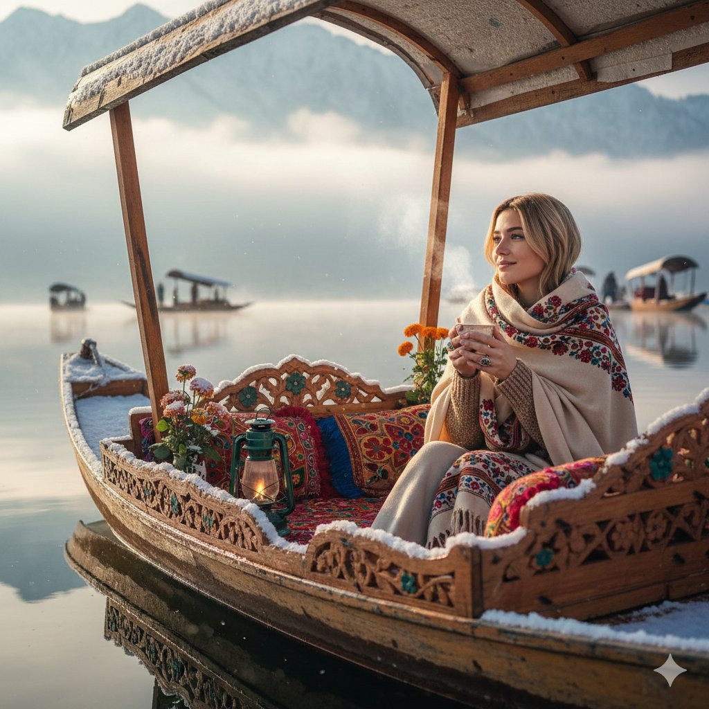 Kashmir Winter Travel Photography — Nano Banana Pro AI Generated Image