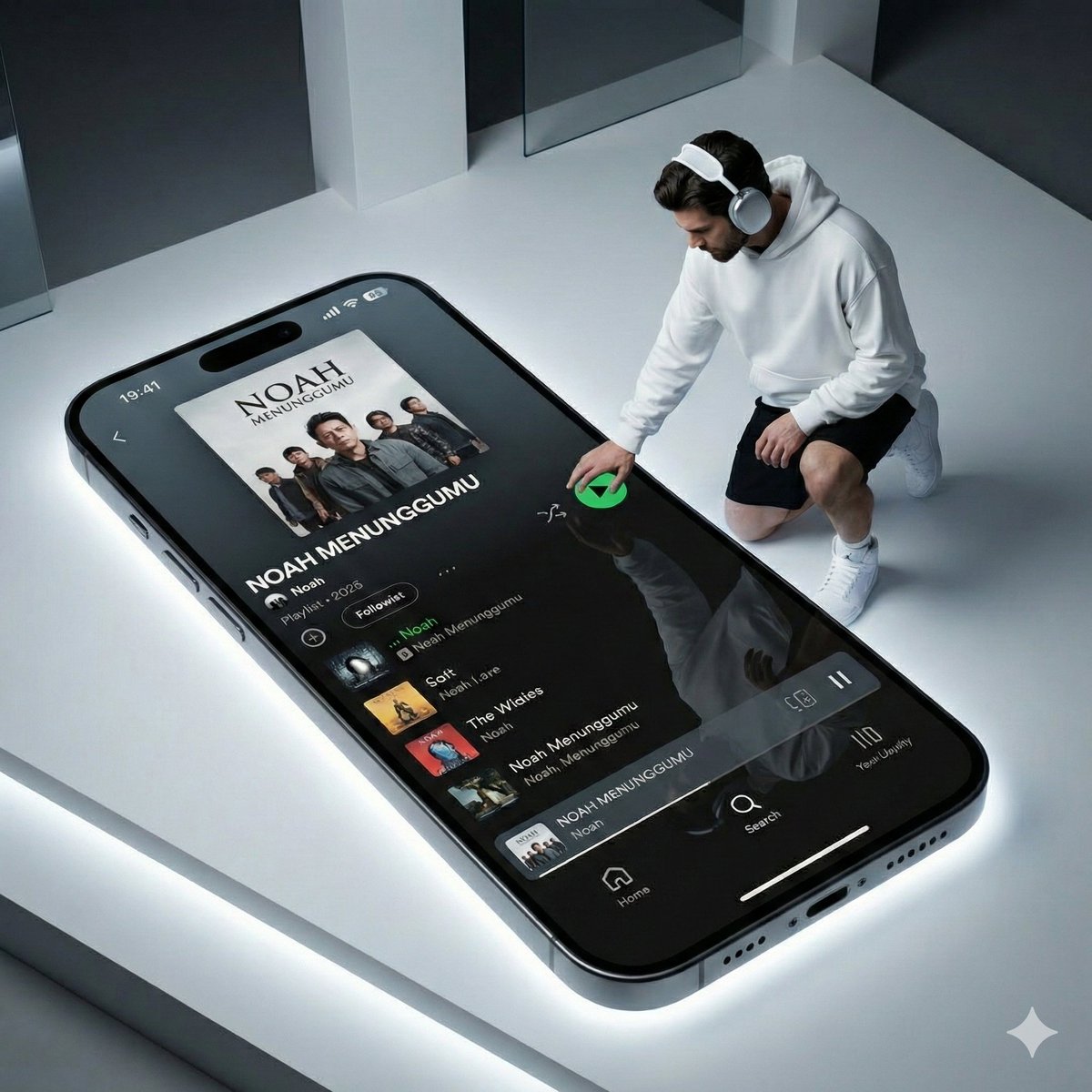 Futuristic Fashion Shot on Giant Smartphone Screen — Nano Banana Pro AI Generated Image