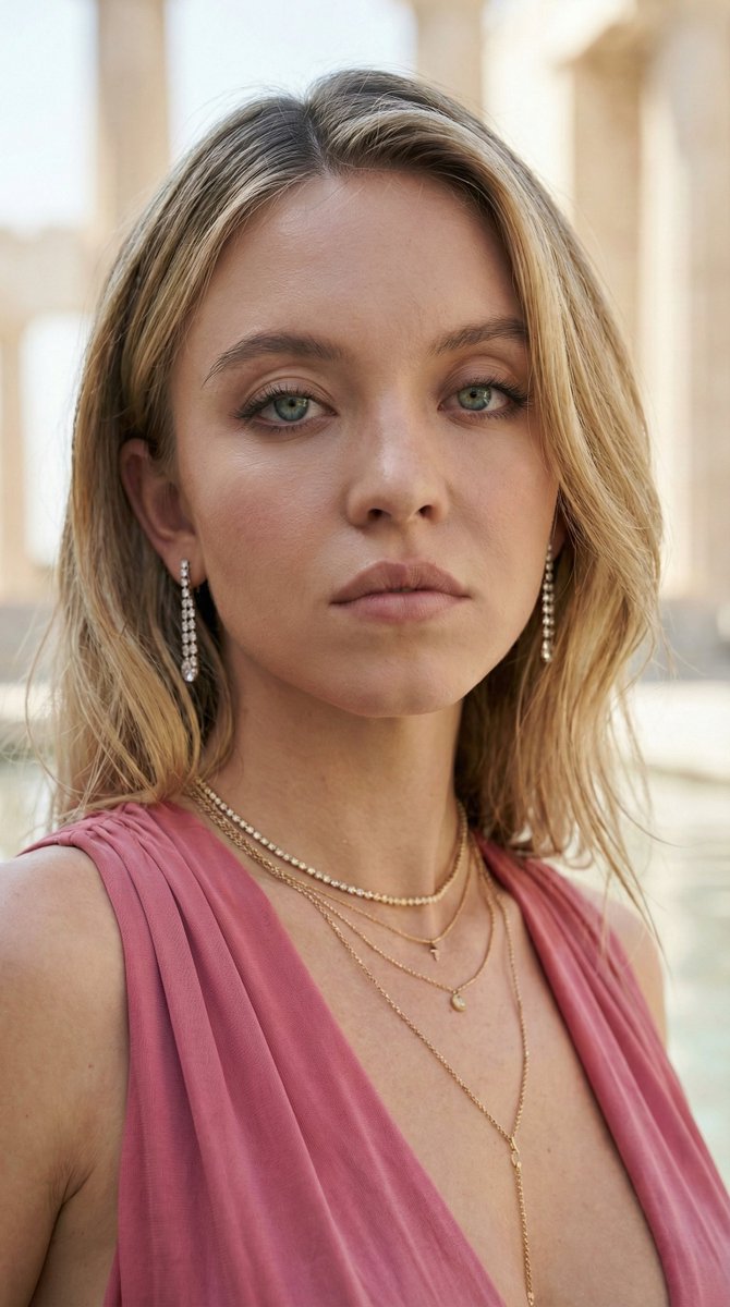 Sydney Sweeney Grecian-Style Editorial — Nano Banana Pro AI Generated Image