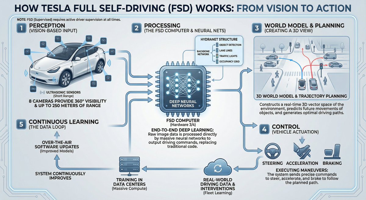 Tesla FSD explainer infographic — Nano Banana Pro AI Generated Image