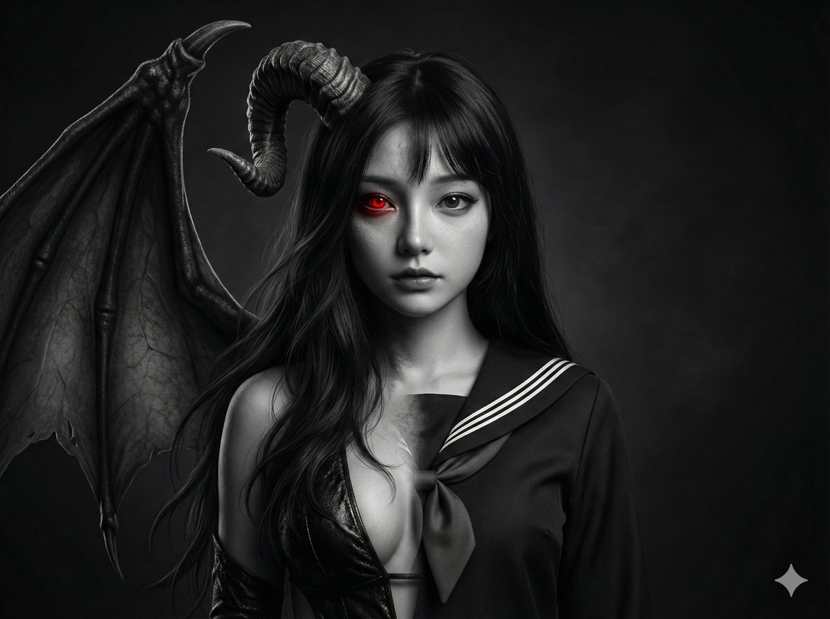 Human-Succubus Fusion Portrait Prompt — Nano Banana Pro AI Generated Image