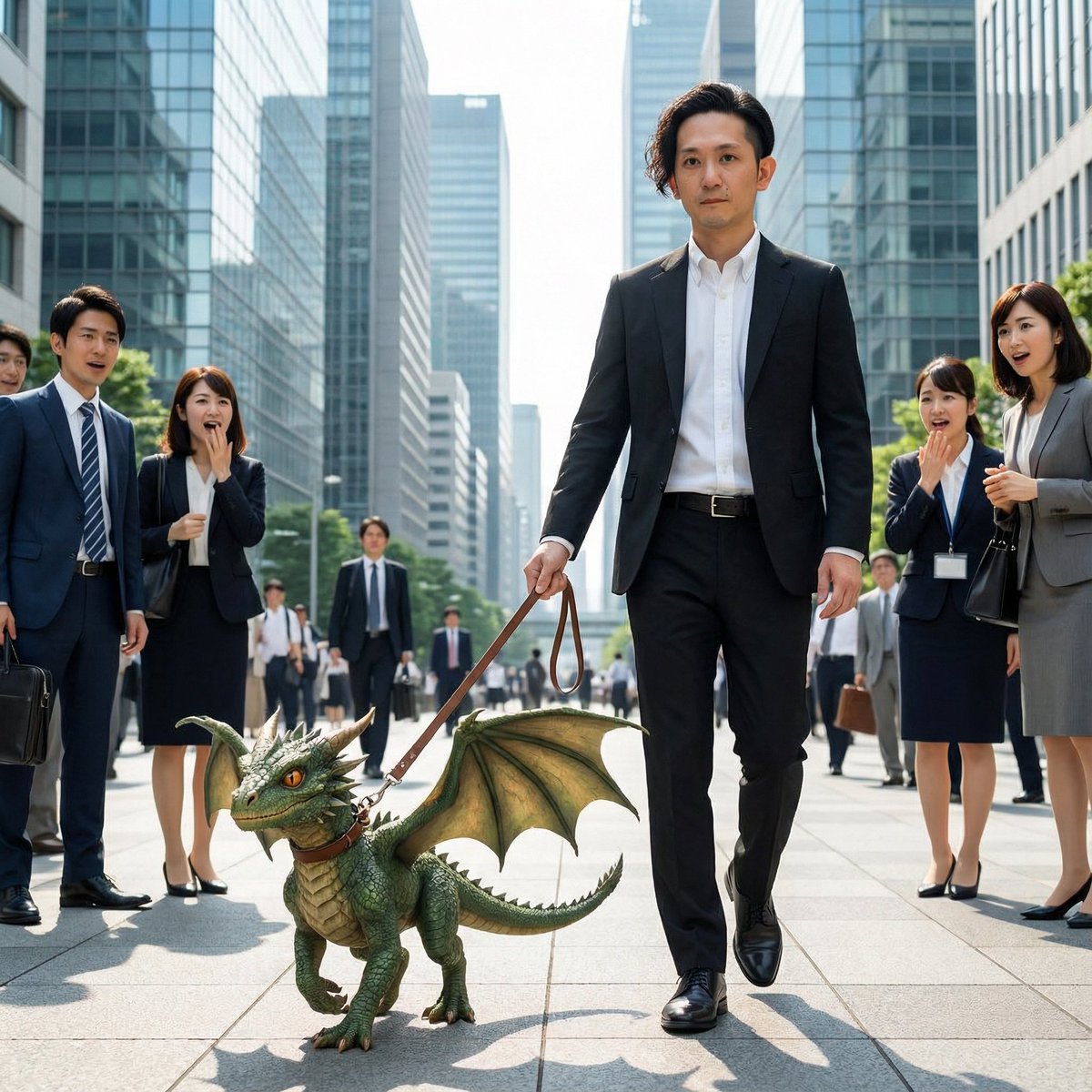 Dragon in the Office District — Nano Banana Pro AI Generated Image