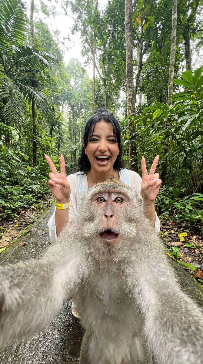 Humorous Monkey Selfie in Tropical Jungle — Nano Banana Pro AI Generated Image