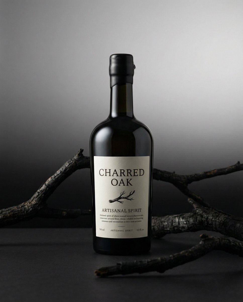 Product hero shot with charred black branches framing — Nano Banana Pro AI Generated Image