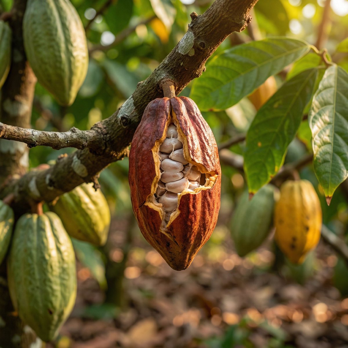 Realistic Cocoa Plantation Commercial Shot with Motion — Nano Banana Pro AI Generated Image