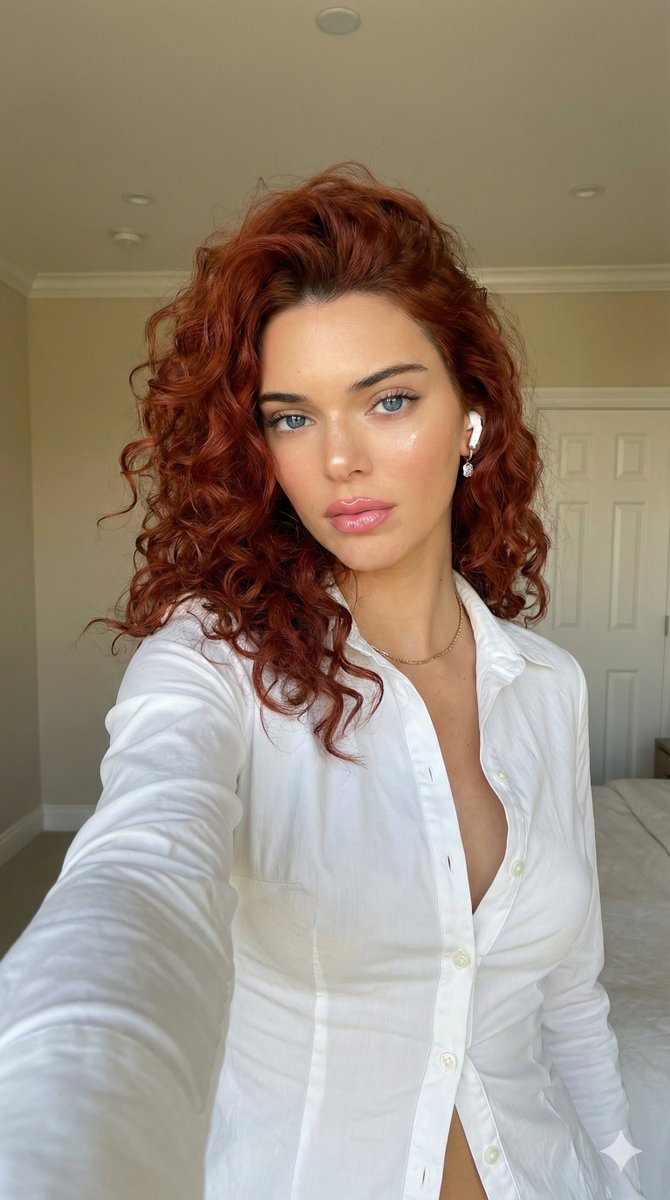 Glamorous Auburn-Haired Selfie Portrait Prompt — Nano Banana Pro AI Generated Image