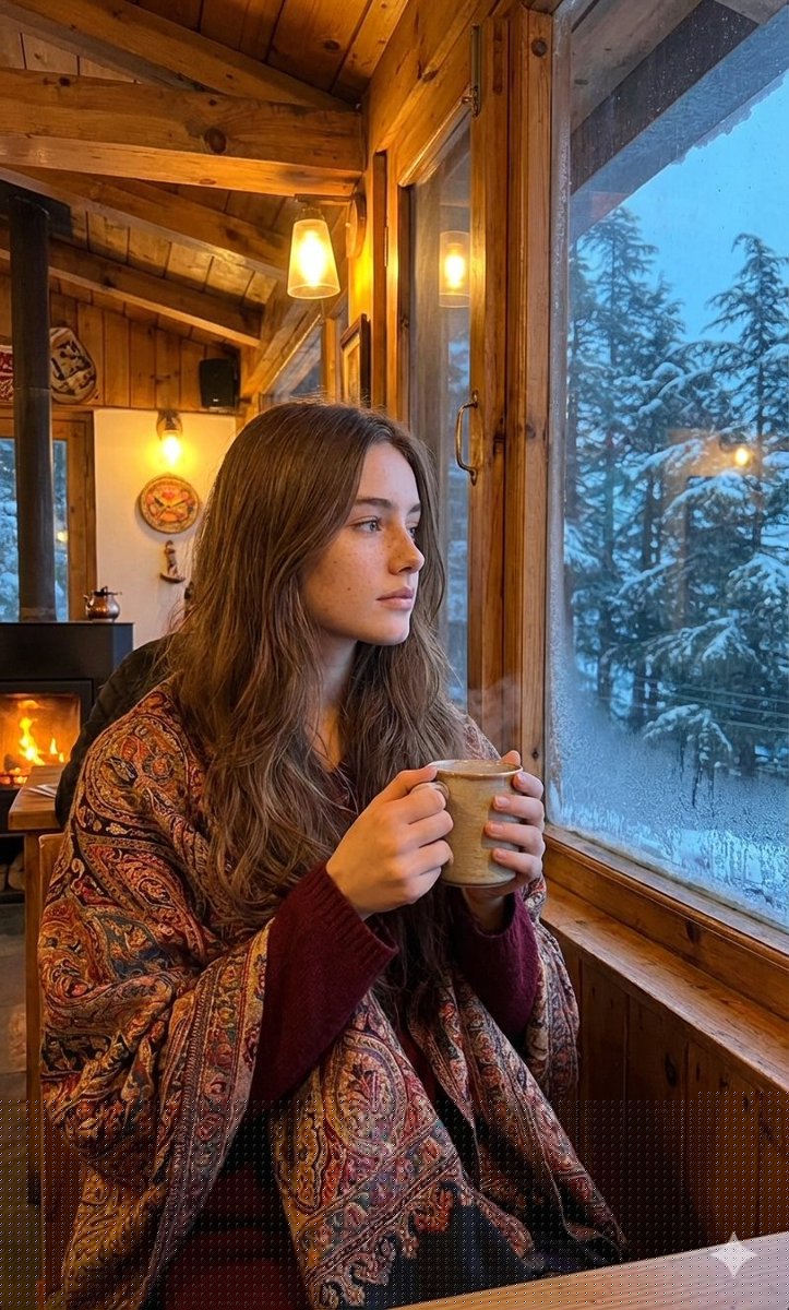 Cozy Winter Cafe Scene in Shimla — Nano Banana Pro AI Generated Image
