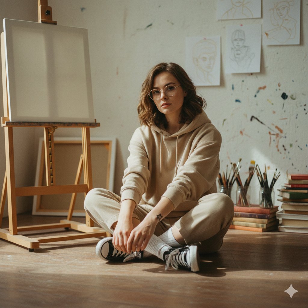 Soft Art-School Aesthetic Candid Portrait — Nano Banana Pro AI Generated Image