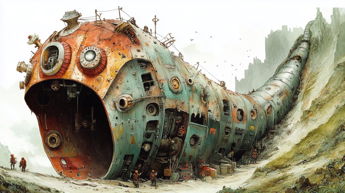 Massive Ancient Abandoned Alien Mining Machine Prompt — Nano Banana Pro AI Generated Image