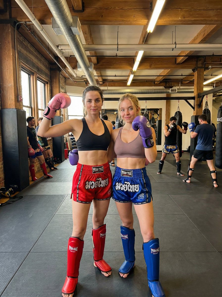 Sensual Sports Photography of Two Women in a Boxing Gym — Nano Banana Pro AI Generated Image