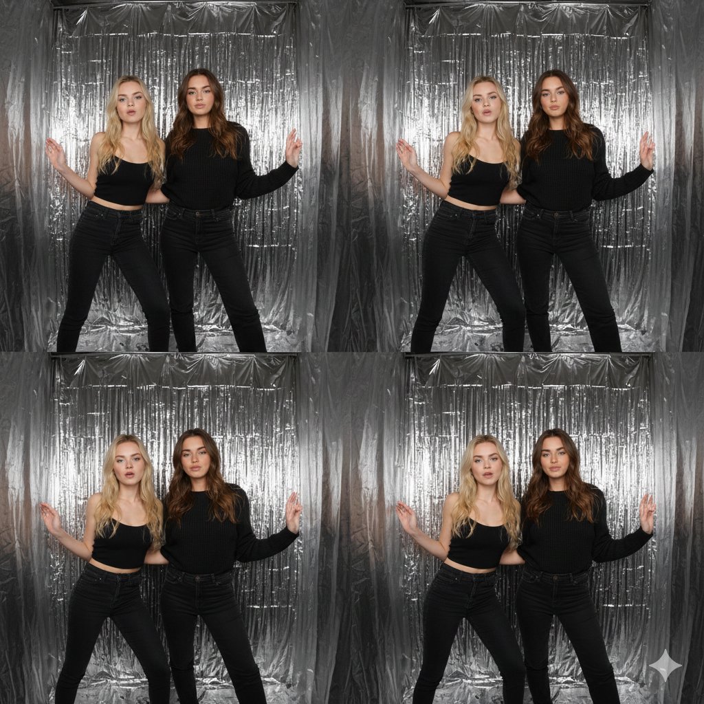 iPhone-Realistic Photobooth Collage (2x2 Grid) — Nano Banana Pro AI Generated Image