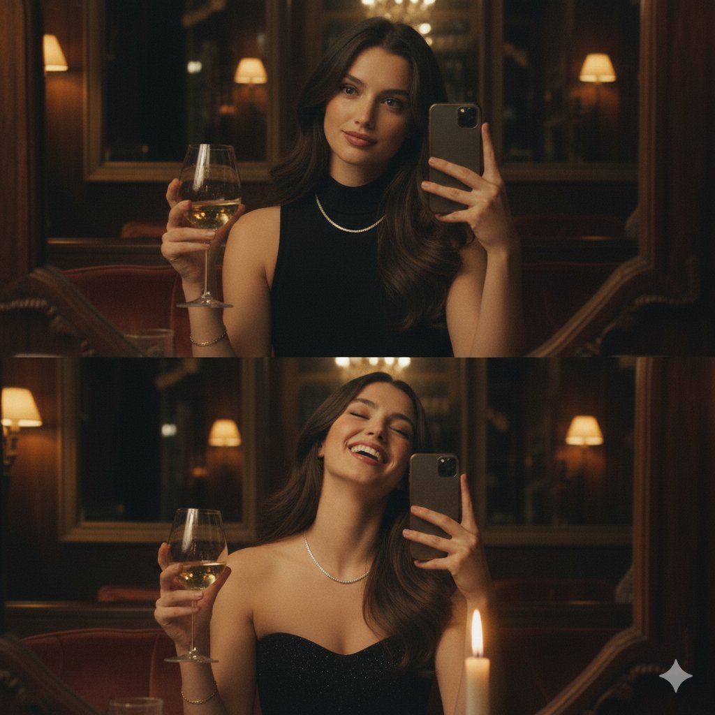 Ultra-Photorealistic Mirror Selfie in an Upscale Vintage Bistro — Nano Banana Pro AI Generated Image