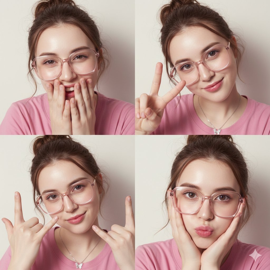 4-Panel Collage Portrait with Flash Lighting — Nano Banana Pro AI Generated Image