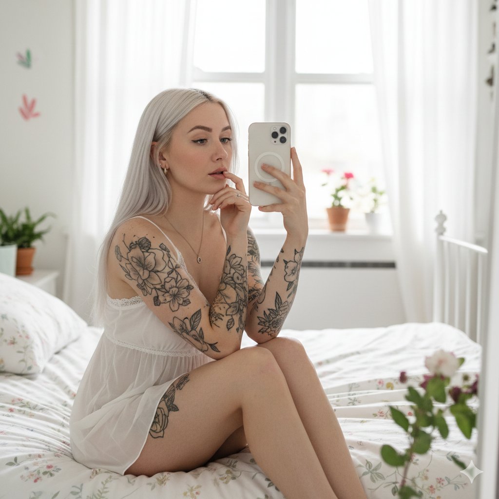 Intimate Mirror Selfie in Bedroom — Nano Banana Pro AI Generated Image