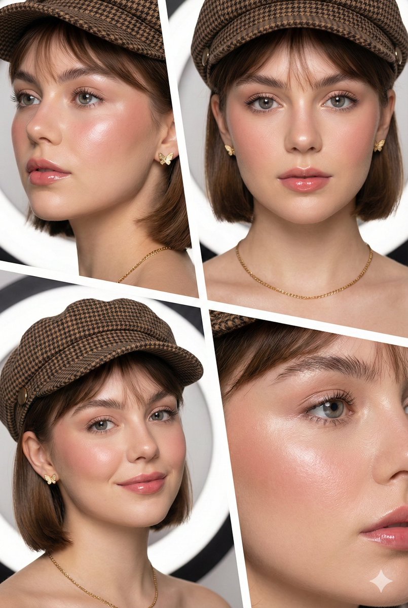 4-Panel Beauty Editorial Collage — Nano Banana Pro AI Generated Image