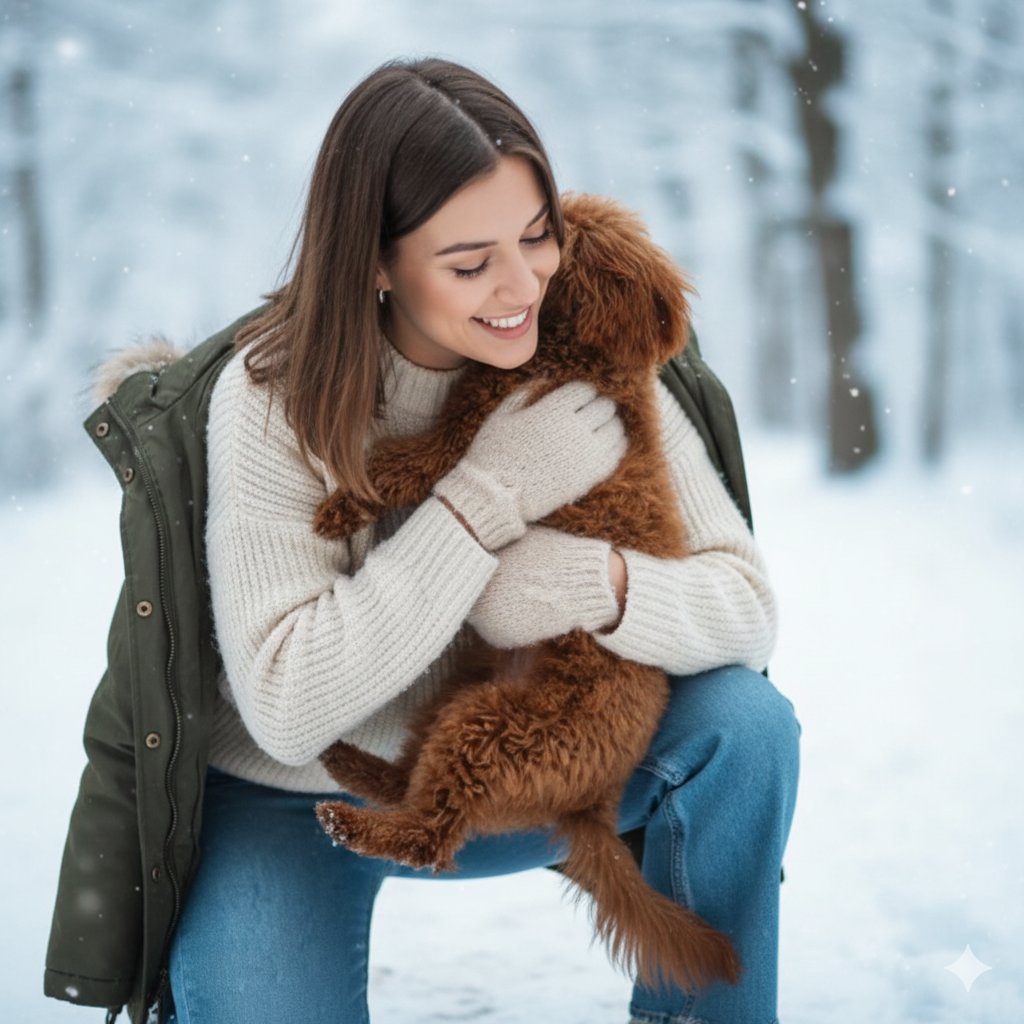 Candid Portrait Hugging a Poodle in a Park — Nano Banana Pro AI Generated Image