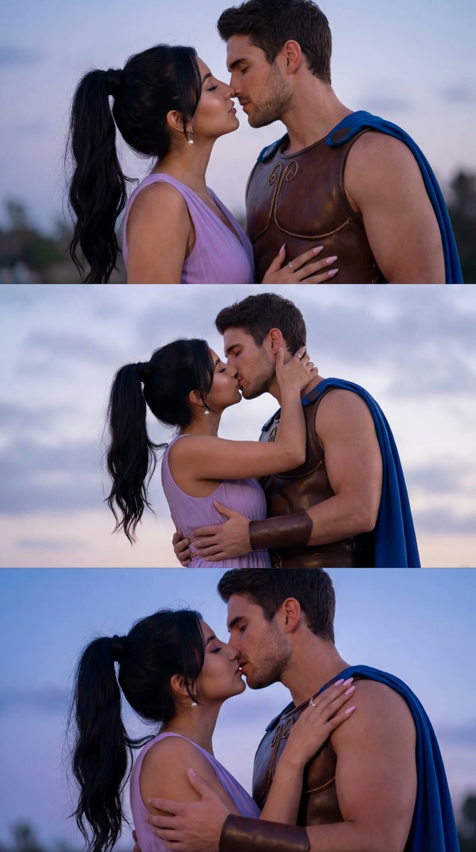 Cinematic Cosplay Romance Triptych — Nano Banana Pro AI Generated Image